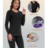 imagewirarpa Womens Cotton Thermal Underwear Set Long Johns Base Layer Pajama Set for Women Fall Top BottomBlack