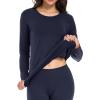 imagewirarpa Womens Cotton Thermal Underwear Set Long Johns Base Layer Pajama Set for Women Fall Top BottomNavy