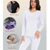imagewirarpa Womens Cotton Thermal Underwear Set Long Johns Base Layer Pajama Set for Women Fall Top BottomWhite