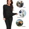 imagewirarpa Womens Fleece Lined Thermal Underwear Set Long Johns Base Layer Set for Women Winter Top BottomBlack