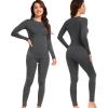 imagewirarpa Womens Fleece Lined Thermal Underwear Set Long Johns Base Layer Set for Women Winter Top BottomDeep Grey