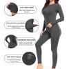 imagewirarpa Womens Fleece Lined Thermal Underwear Set Long Johns Base Layer Set for Women Winter Top BottomDeep Grey