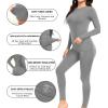imagewirarpa Womens Fleece Lined Thermal Underwear Set Long Johns Base Layer Set for Women Winter Top BottomLight Grey
