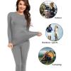 imagewirarpa Womens Fleece Lined Thermal Underwear Set Long Johns Base Layer Set for Women Winter Top BottomLight Grey