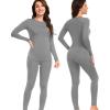 imagewirarpa Womens Fleece Lined Thermal Underwear Set Long Johns Base Layer Set for Women Winter Top BottomLight Grey