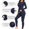 imagewirarpa Womens Fleece Lined Thermal Underwear Set Long Johns Base Layer Set for Women Winter Top BottomNavy