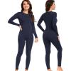 imagewirarpa Womens Fleece Lined Thermal Underwear Set Long Johns Base Layer Set for Women Winter Top BottomNavy