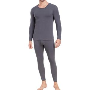 imagewirarpa Mens Cotton Long Johns Thermal Underwear Set Base Layer Lightweight Long Sleeve Top and BottomDark Grey