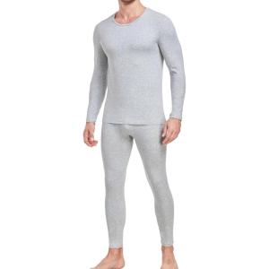imagewirarpa Mens Cotton Long Johns Thermal Underwear Set Base Layer Lightweight Long Sleeve Top and BottomGrey