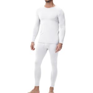 imagewirarpa Mens Cotton Long Johns Thermal Underwear Set Base Layer Lightweight Long Sleeve Top and BottomWhite