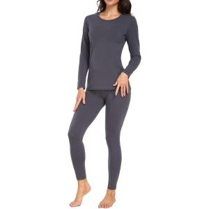 imagewirarpa Womens Cotton Thermal Underwear Set Long Johns Base Layer Pajama Set for Women Fall Top BottomDeep Grey