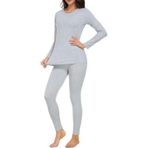imagewirarpa Womens Cotton Thermal Underwear Set Long Johns Base Layer Pajama Set for Women Fall Top BottomHeather Grey