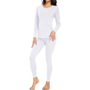 imagewirarpa Womens Cotton Thermal Underwear Set Long Johns Base Layer Pajama Set for Women Fall Top BottomWhite