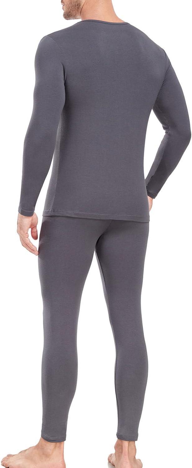 imagewirarpa Mens Cotton Long Johns Thermal Underwear Set Base Layer Lightweight Long Sleeve Top and BottomDark Grey