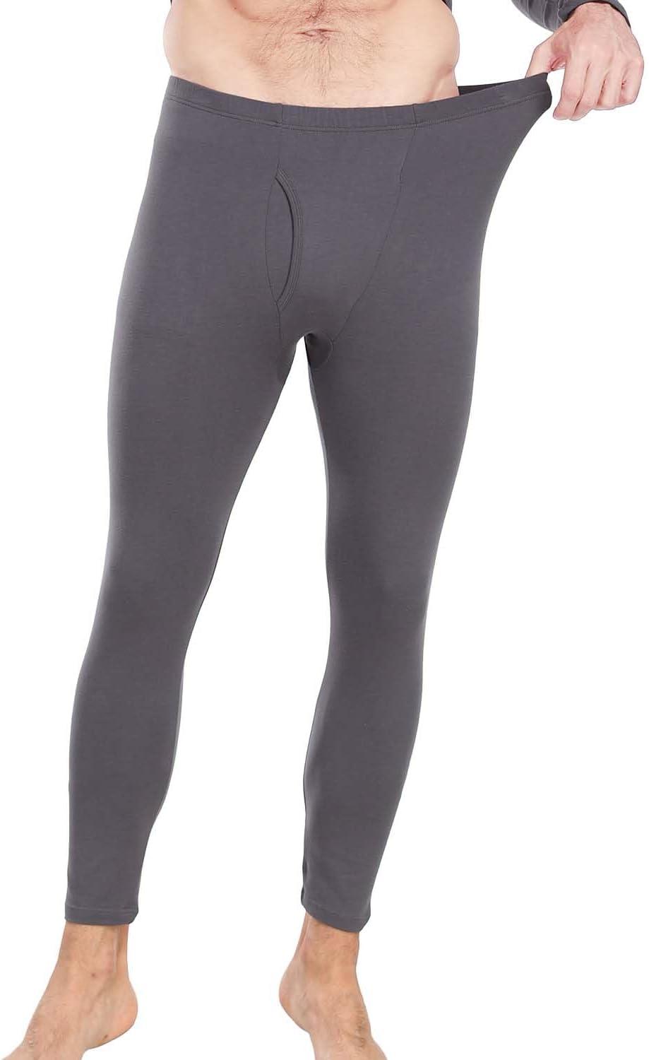 imagewirarpa Mens Cotton Long Johns Thermal Underwear Set Base Layer Lightweight Long Sleeve Top and BottomDark Grey
