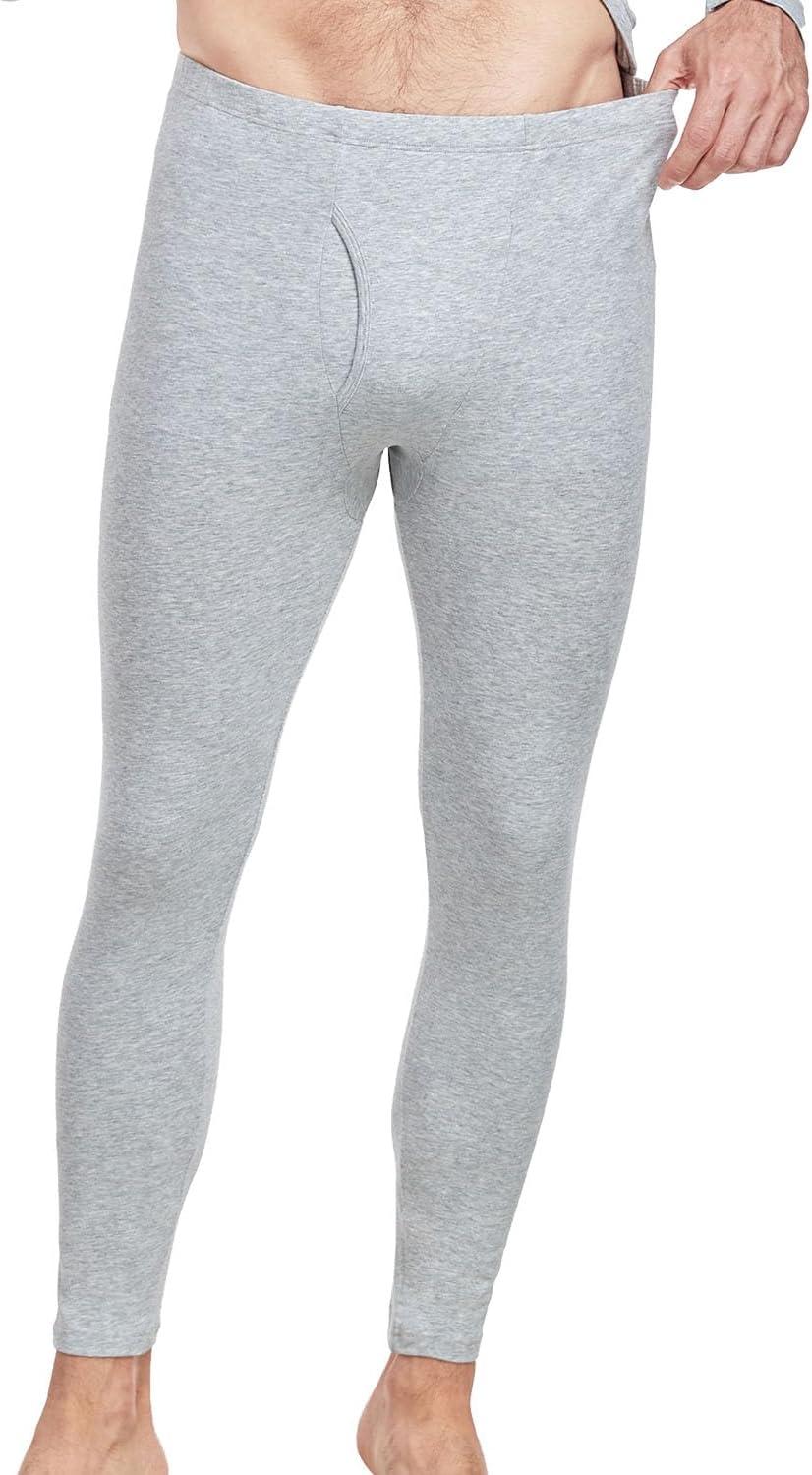 imagewirarpa Mens Cotton Long Johns Thermal Underwear Set Base Layer Lightweight Long Sleeve Top and BottomGrey
