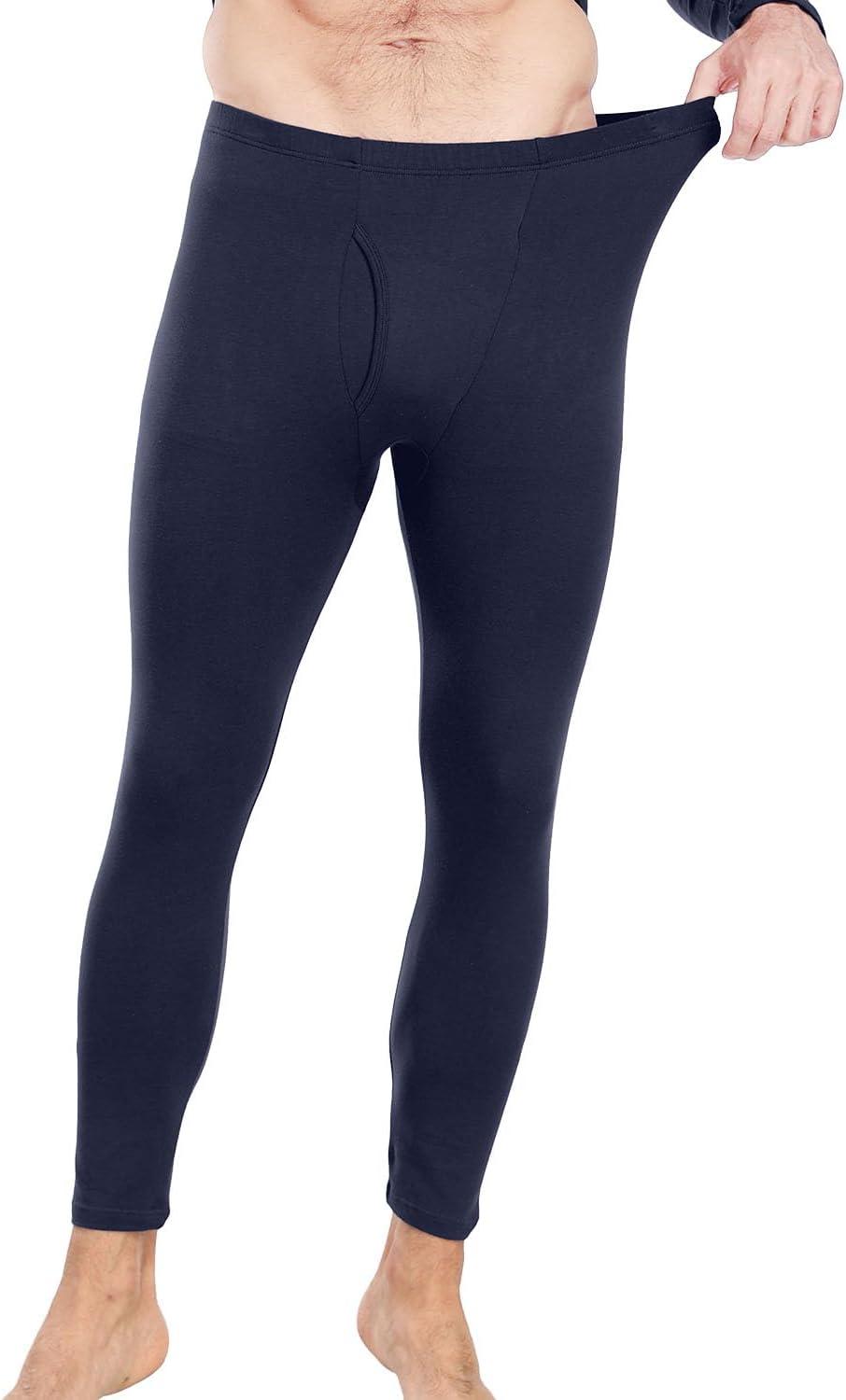 imagewirarpa Mens Cotton Long Johns Thermal Underwear Set Base Layer Lightweight Long Sleeve Top and BottomNavy