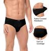 imagewirarpa Mens 100 Cotton Briefs Underwear No Fly Covered Waistband 4 PackBlack