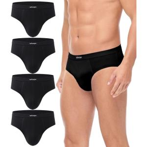 imagewirarpa Mens 100 Cotton Briefs Underwear No Fly Covered Waistband 4 PackBlack