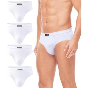 imagewirarpa Mens 100 Cotton Briefs Underwear No Fly Covered Waistband 4 PackWhite