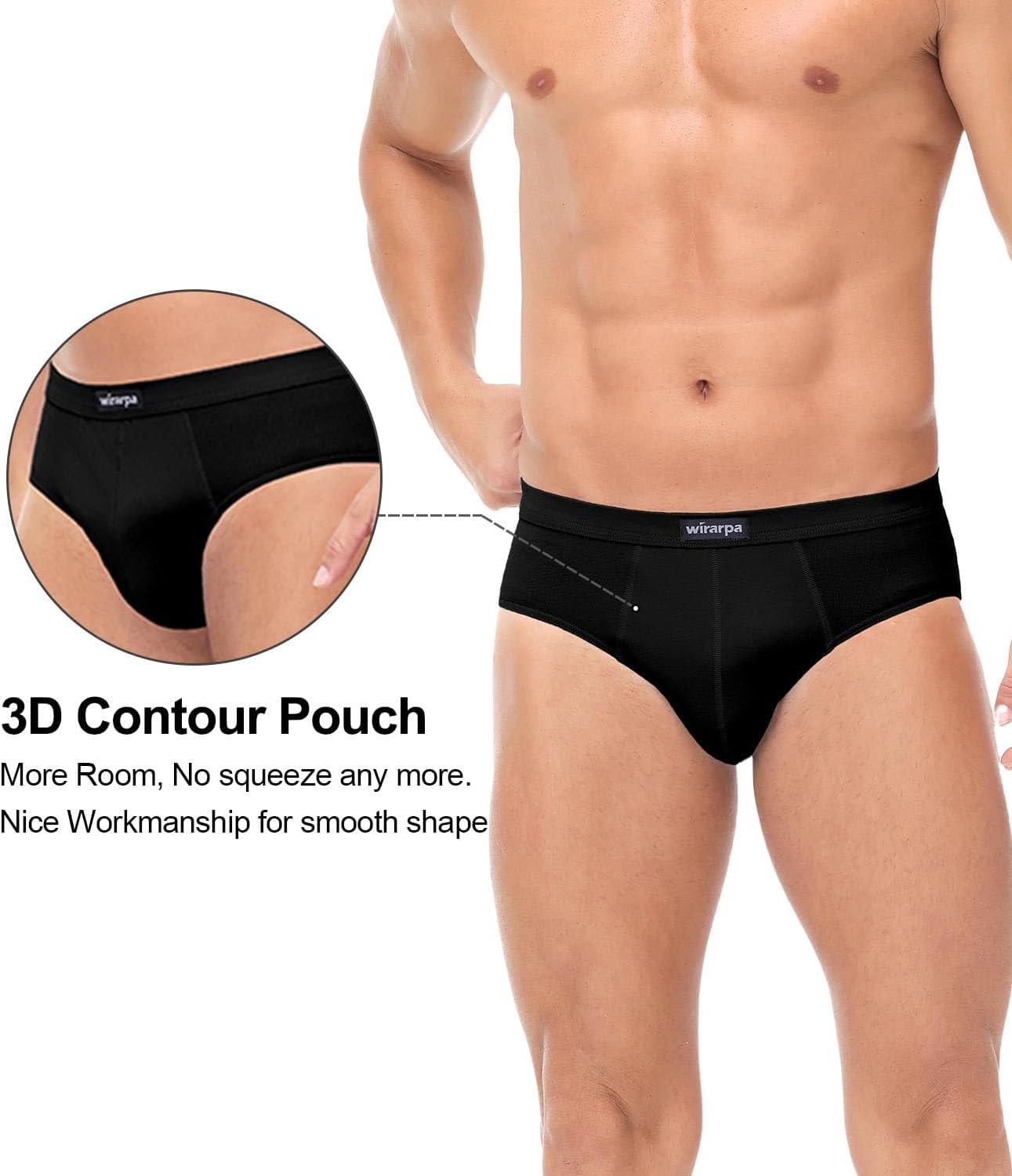 imagewirarpa Mens 100 Cotton Briefs Underwear No Fly Covered Waistband 4 PackBlack