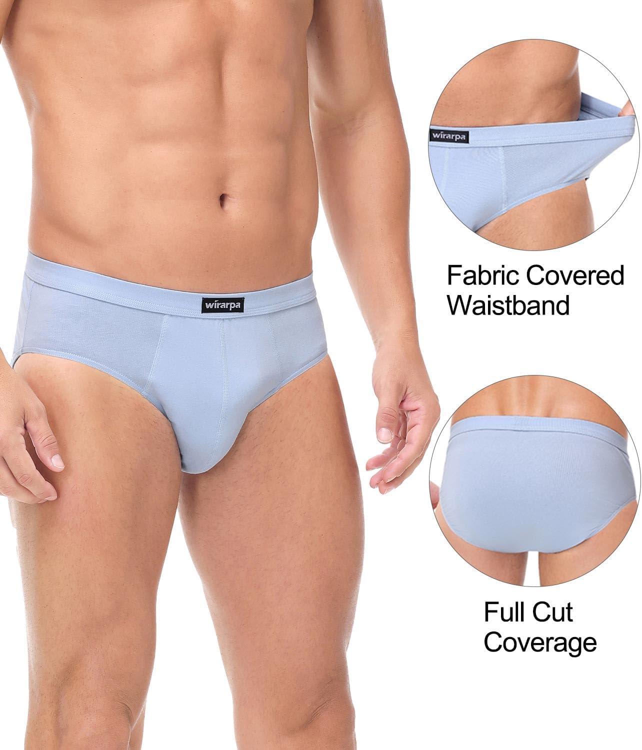 imagewirarpa Mens 100 Cotton Briefs Underwear No Fly Covered Waistband 4 PackRed Orange Yellow Blue