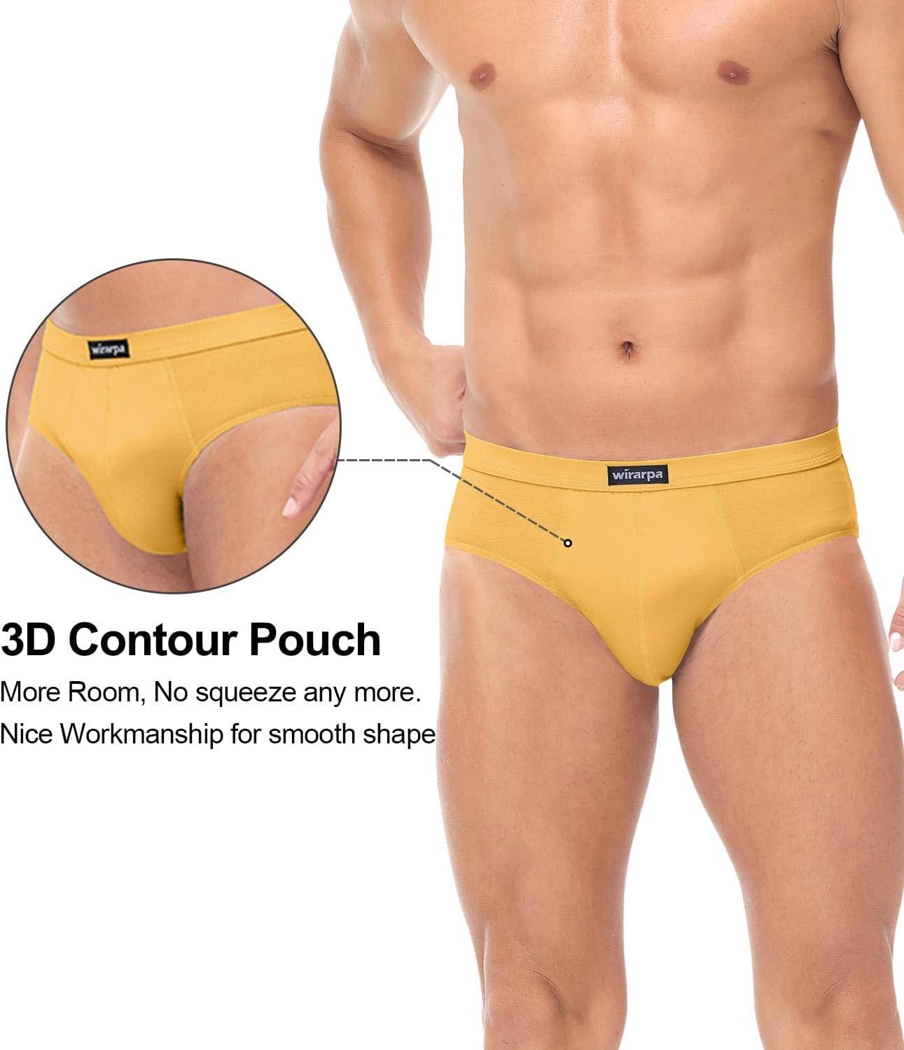 imagewirarpa Mens 100 Cotton Briefs Underwear No Fly Covered Waistband 4 PackRed Orange Yellow Blue