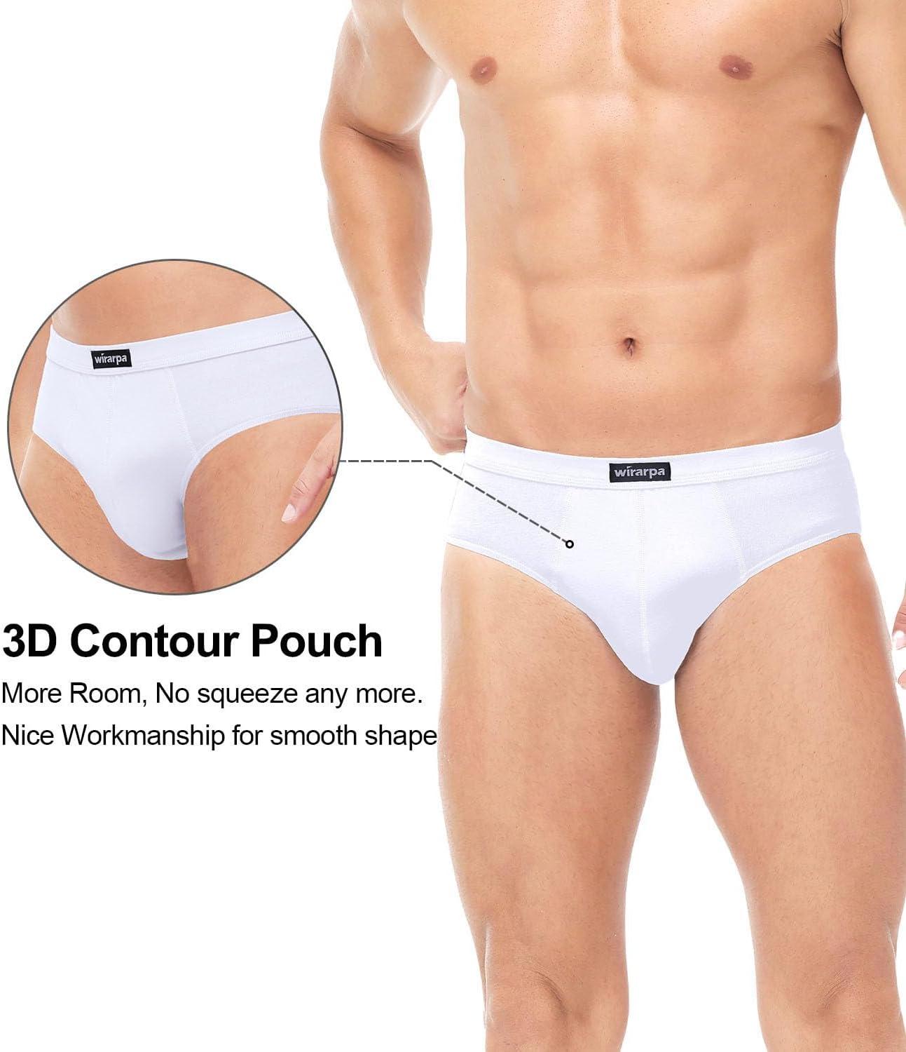 imagewirarpa Mens 100 Cotton Briefs Underwear No Fly Covered Waistband 4 PackWhite