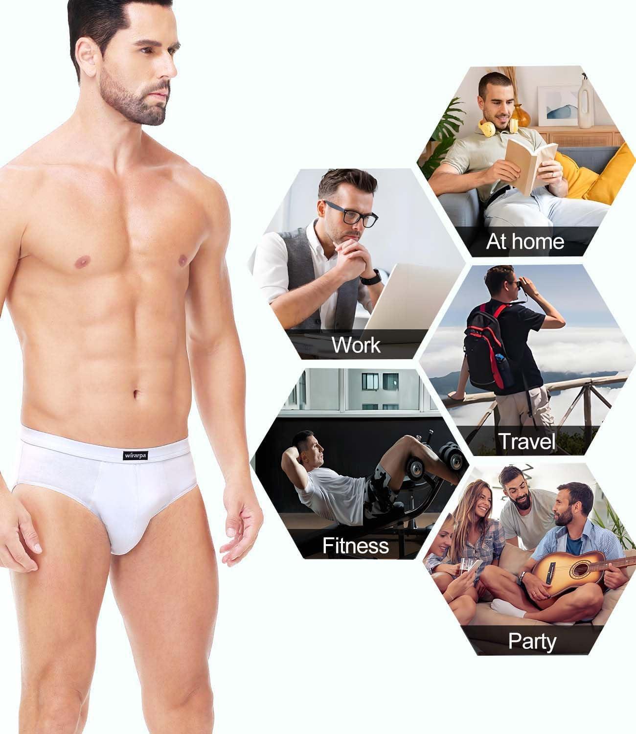 imagewirarpa Mens 100 Cotton Briefs Underwear No Fly Covered Waistband 4 PackWhite