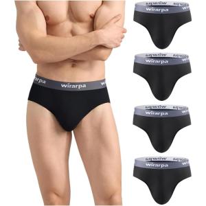 imagewirarpa Mens Cotton Stretch Underwear Support Briefs Wide Waistband MultipackBlack