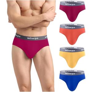 imagewirarpa Mens Cotton Stretch Underwear Support Briefs Wide Waistband MultipackRedOrangeYellowBlue