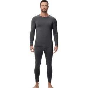 imagewirarpa Mens Long Johns Thermal Underwear Set Light Fleece Lined Base Layer Long Sleeve Top and BottomDark Grey