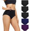 imagewirarpa Womens Underwear High Waisted Briefs Ladies Cotton Panties Soft Full Coverage Underwear 5 Pack3black  1blue  1purple5p