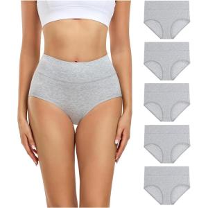 imagewirarpa Womens Underwear High Waisted Briefs Ladies Cotton Panties Soft Full Coverage Underwear 5 PackHeather Grey5p