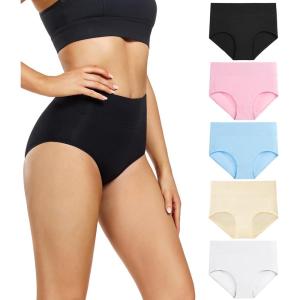 imagewirarpa Womens Underwear High Waisted Briefs Ladies Cotton Panties Soft Full Coverage Underwear 5 PackMulticolored025 Pack