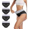 imagewirarpa Womens Cotton Underwear High Waist Breathable Briefs Soft Underpants Ladies Stretch Panties 4 PackBlack