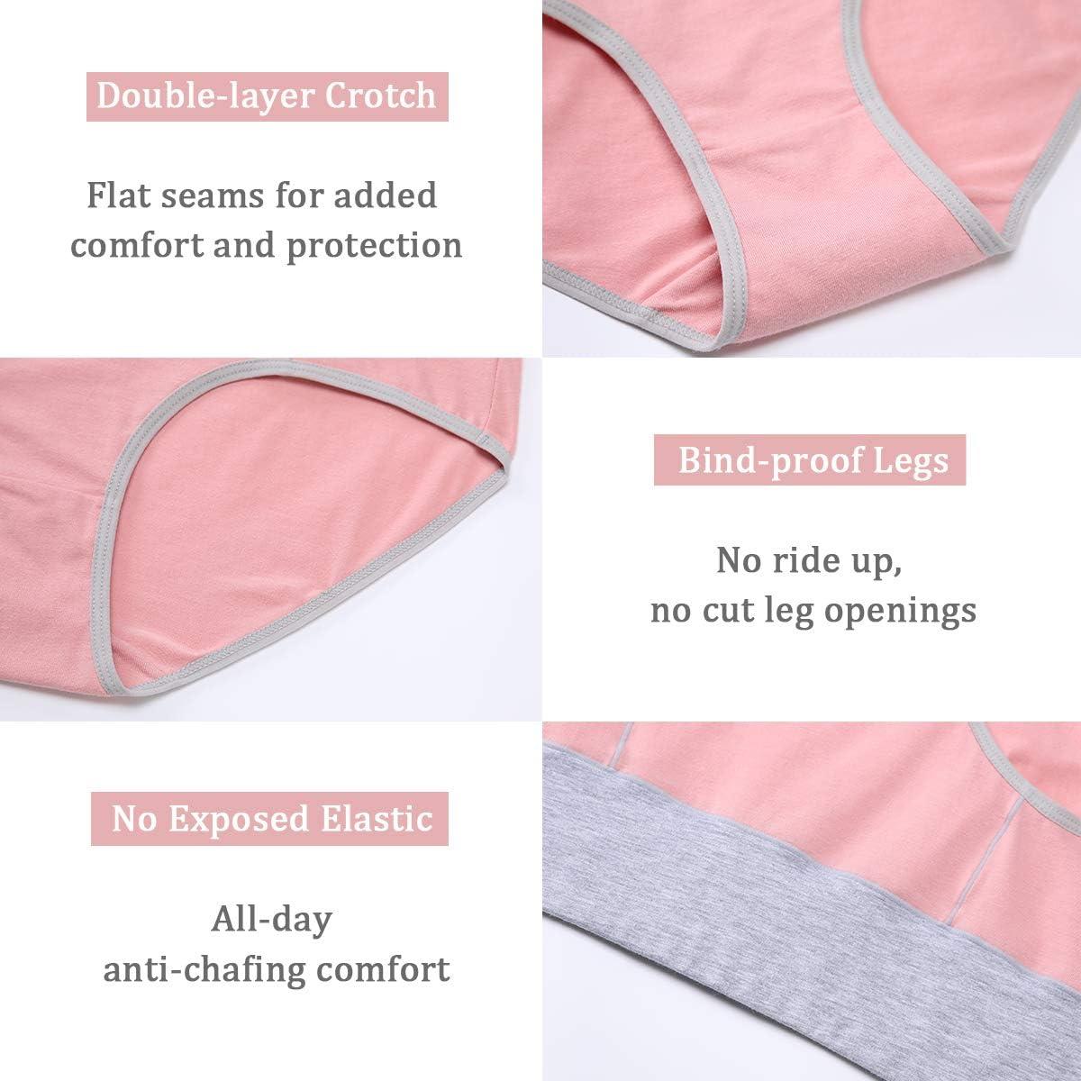 imagewirarpa Womens Cotton Underwear High Waist Breathable Briefs Soft Underpants Ladies Stretch Panties 4 PackBlackPurplePinkLight Purple