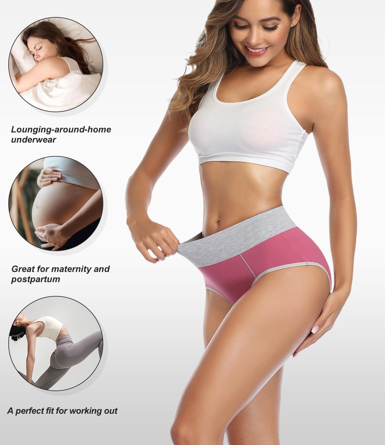 imagewirarpa Womens Cotton Underwear High Waist Breathable Briefs Soft Underpants Ladies Stretch Panties 4 PackRedOrangeYellowBlue