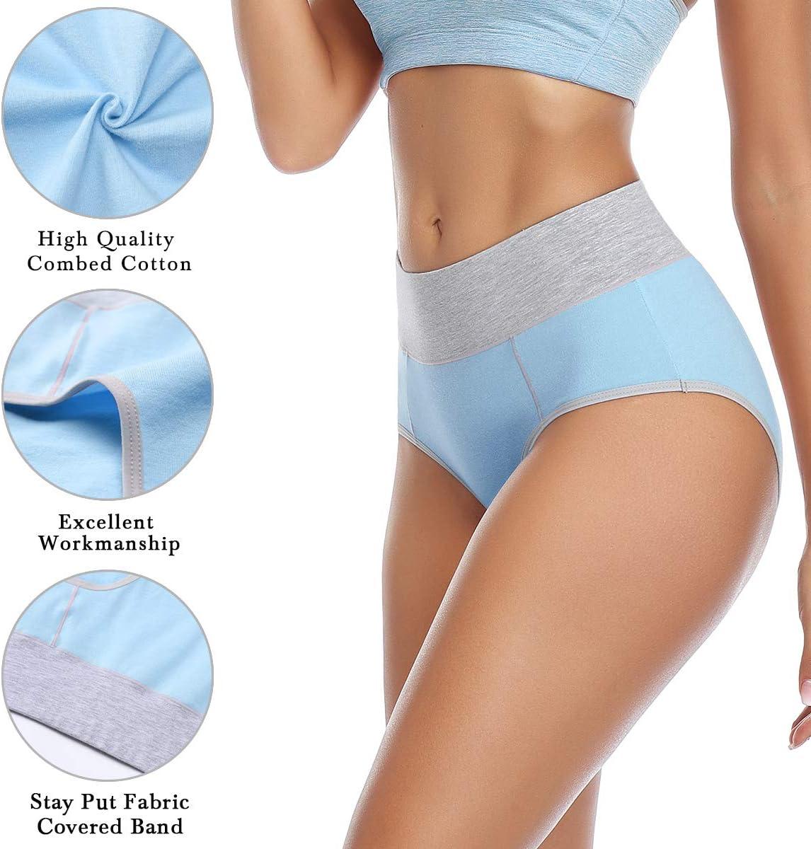 imagewirarpa Womens Cotton Underwear High Waist Breathable Briefs Soft Underpants Ladies Stretch Panties 4 PackRedOrangeYellowBlue