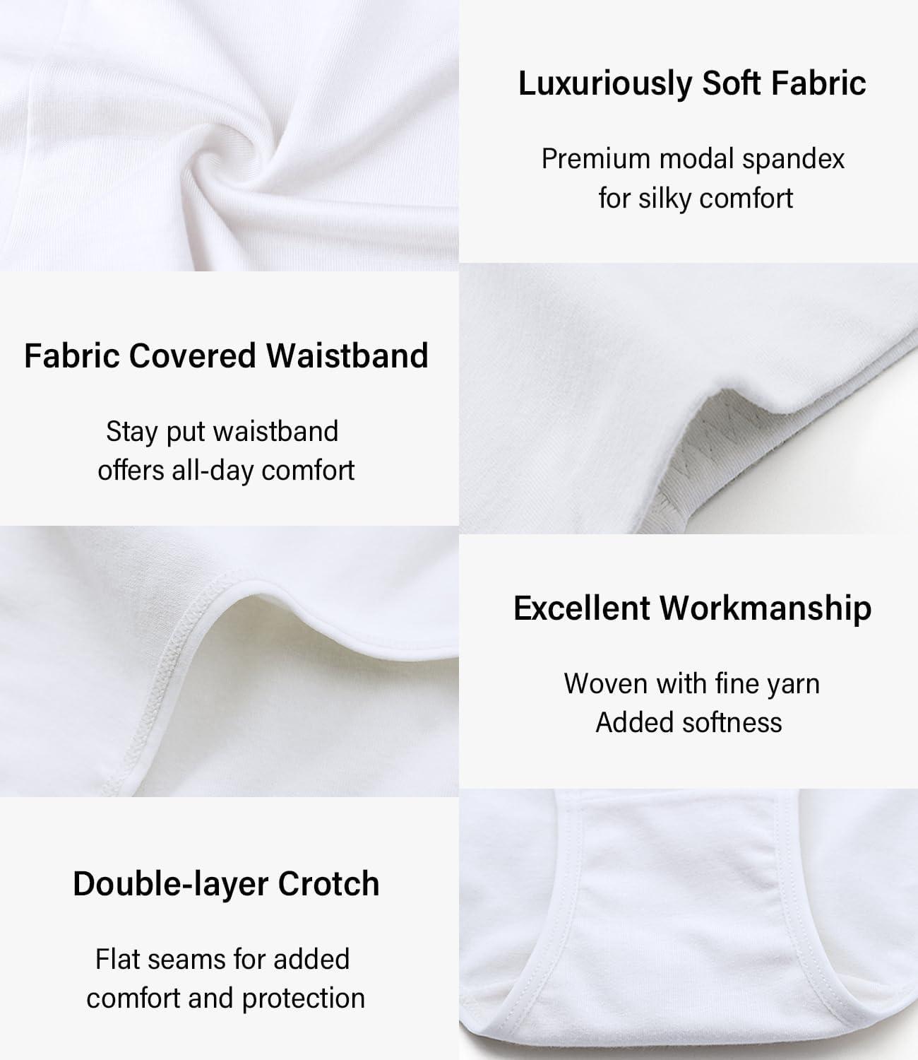 imagewirarpa Womens Modal Underwear Soft High Waist Briefs Ladies Panties 4 PackBlackBeigeGreyWhite