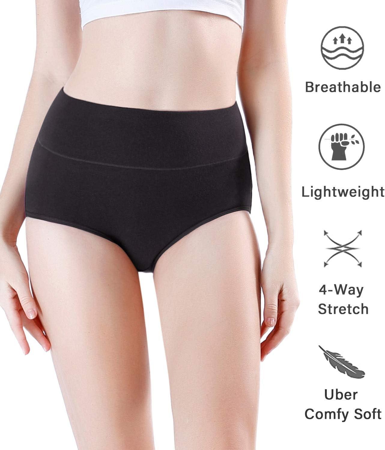 imagewirarpa Womens Modal Underwear Soft High Waist Briefs Ladies Panties 4 PackBlackBeigeGreyWhite