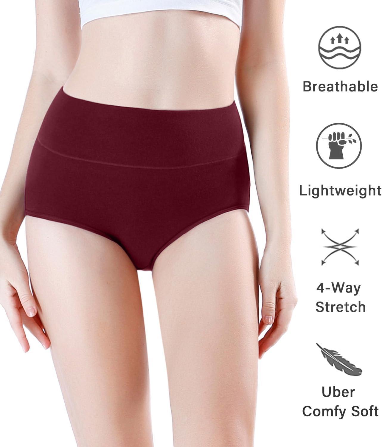 imagewirarpa Womens Modal Underwear Soft High Waist Briefs Ladies Panties 4 PackBlackGreenRedNavy
