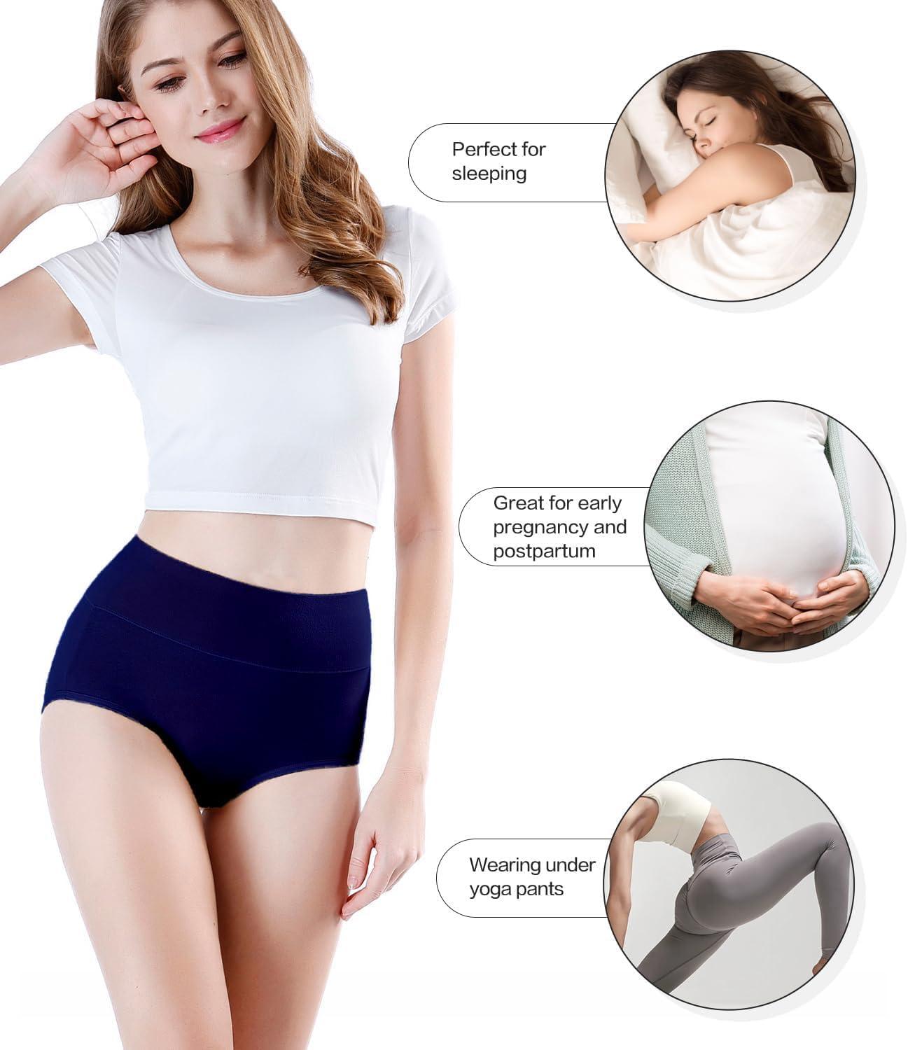 imagewirarpa Womens Modal Underwear Soft High Waist Briefs Ladies Panties 4 PackBlackGreenRedNavy