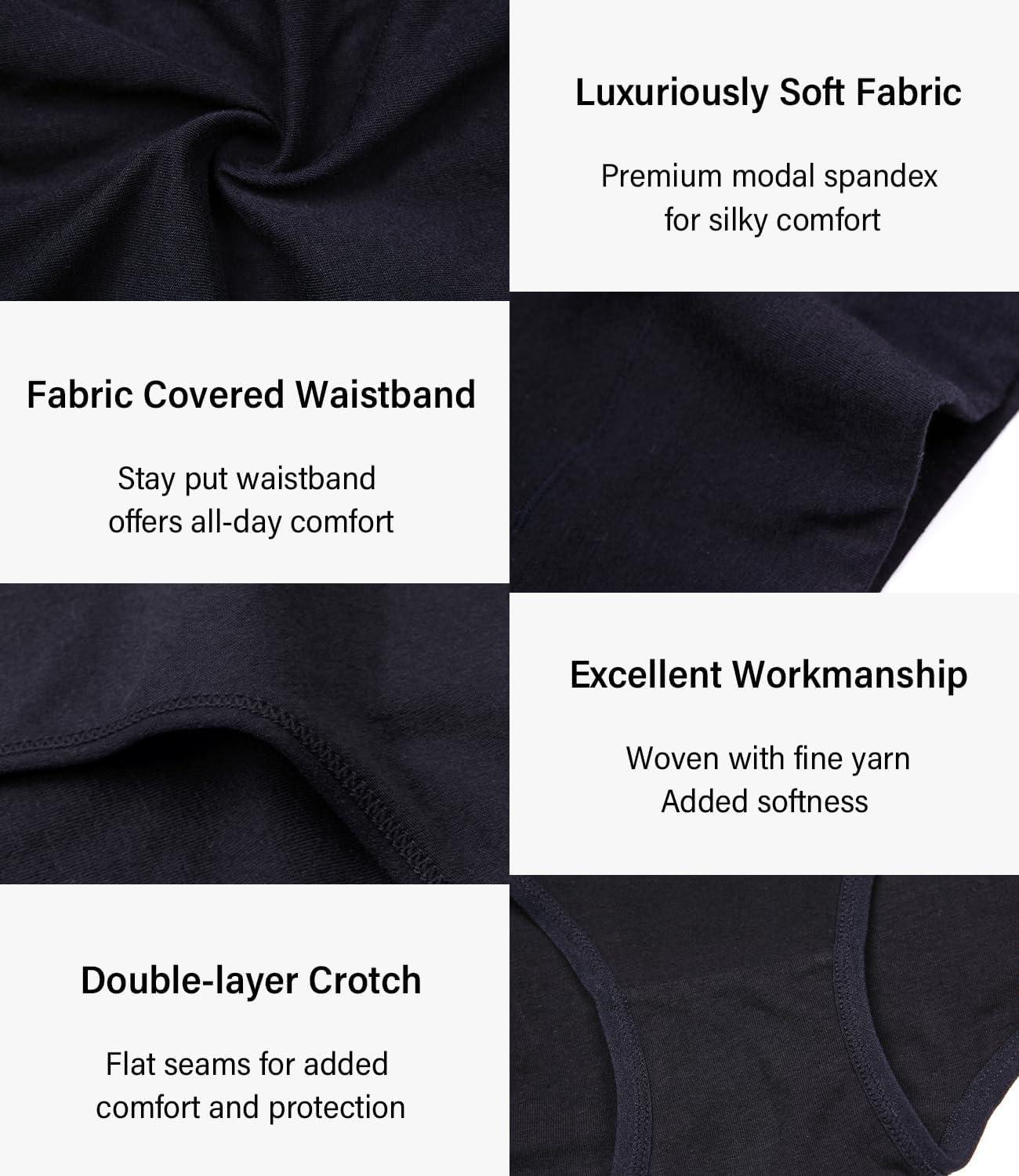 imagewirarpa Womens Modal Underwear Soft High Waist Briefs Ladies Panties 4 PackBlackGreenRedNavy