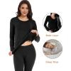 imagewirarpa Womens Cotton Thermal Underwear Set Lightweight Long Johns Base Layer Pajama Set for Women Top BottomBlack