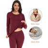 imagewirarpa Womens Cotton Thermal Underwear Set Lightweight Long Johns Base Layer Pajama Set for Women Top BottomBurgundy