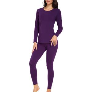 imagewirarpa Womens Cotton Thermal Underwear Set Lightweight Long Johns Base Layer Pajama Set for Women Top BottomPurple