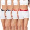 imagewirarpa Womens Cotton Boxer Briefs Underwear Boy Shorts 3quot Inseam 4 PackWhite