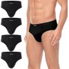 imagewirarpa Mens 100 Cotton Briefs Underwear No Fly Covered Waistband 4 PackBlack