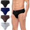 imagewirarpa Mens 100 Cotton Briefs Underwear No Fly Covered Waistband 4 PackBlack Blue Brown Heather Grey